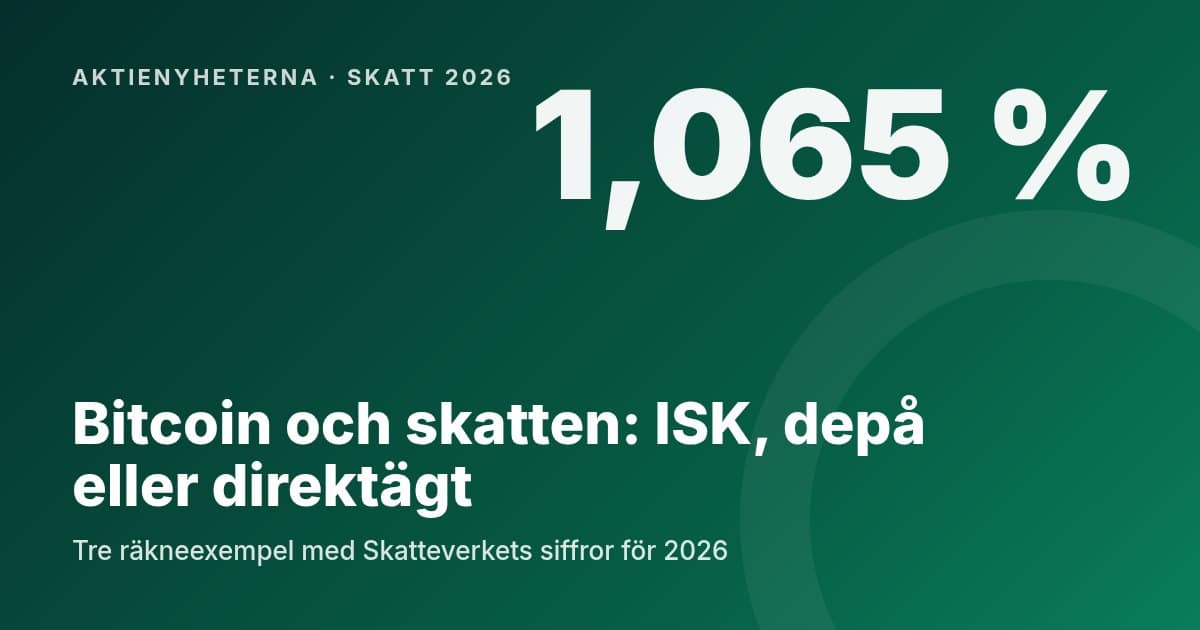 Bitcoin och skatten 2026: så beskattas krypto på ISK, depå och direktägt